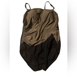 Two-Tone Ruched Swimsuit